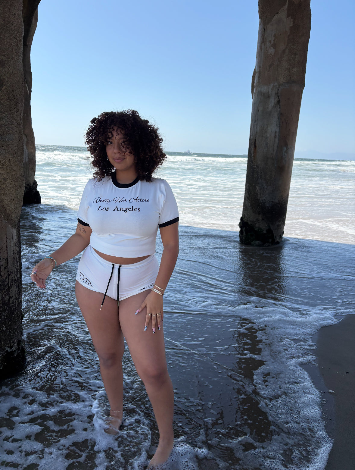 Really her attire “White” baby tee set