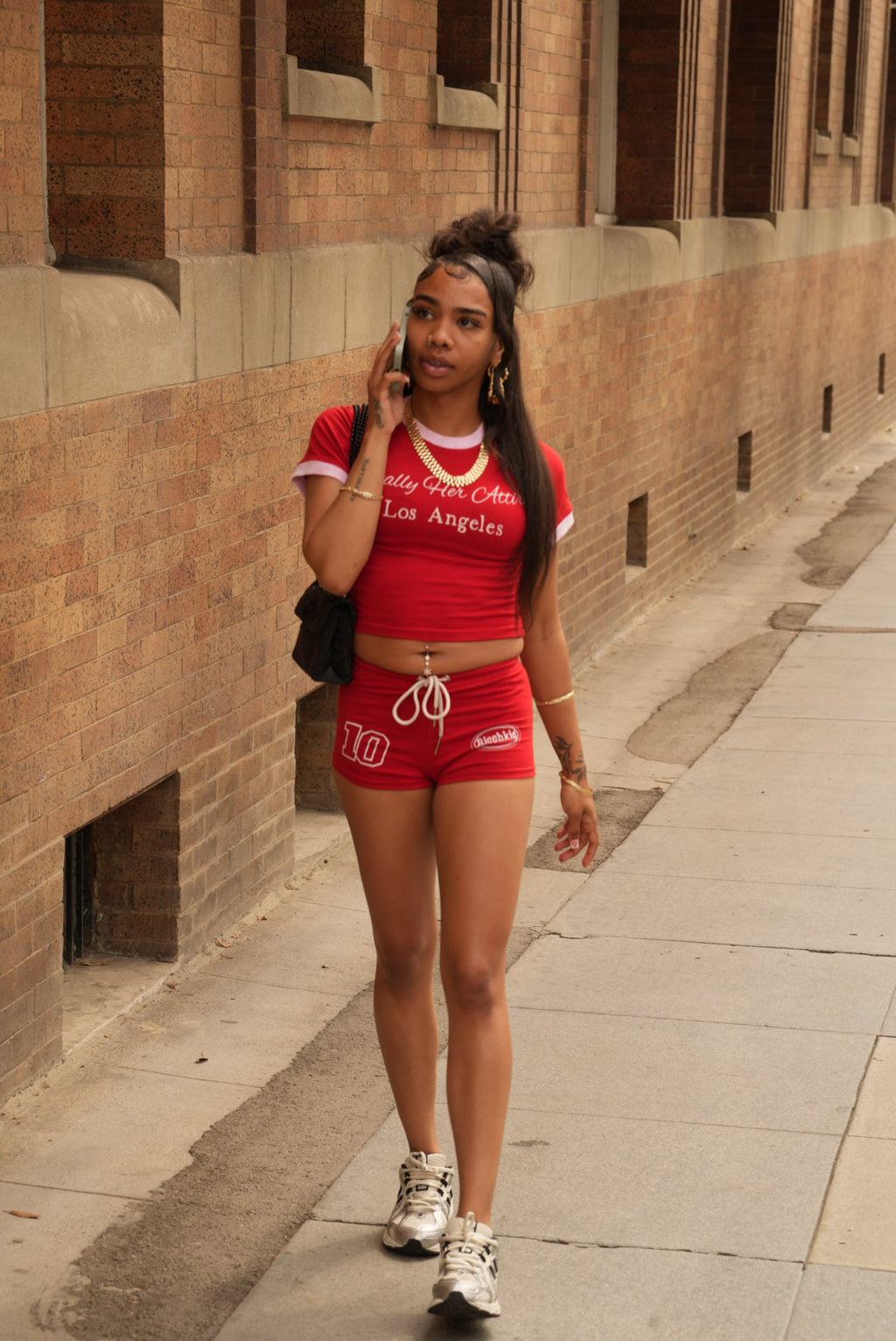 Really her attire “RED” baby tee set