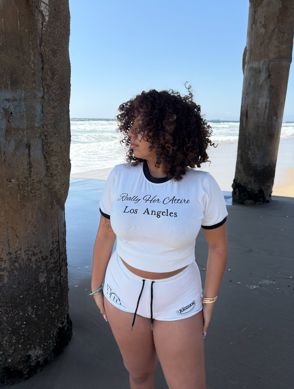 Really her attire “White” baby tee set