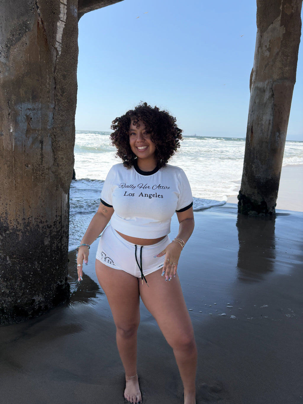 Really her attire “White” baby tee set